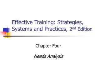 Effective Training: Strategies, Systems and Practices, 2 nd Edition