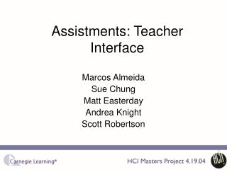 Assistments: Teacher Interface