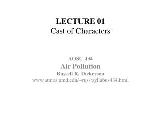 LECTURE 01 Cast of Characters