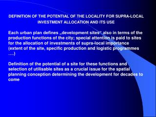 DEFINITION OF THE POTENTIAL OF THE LOCALITY FOR SUPRA-LOCAL INVESTMENT ALLOCATION AND ITS USE