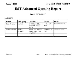 IMT-Advanced Opening Report