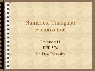 Numerical Triangular Factorization