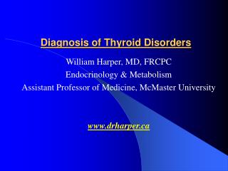 Diagnosis of Thyroid Disorders