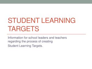 Student Learning targets