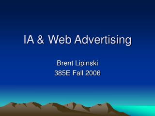 IA &amp; Web Advertising