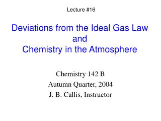 Deviations from the Ideal Gas Law and Chemistry in the Atmosphere