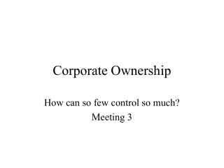 Corporate Ownership