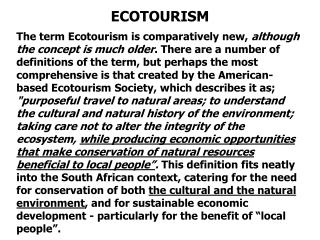 ECOTOURISM