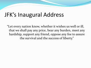 JFK’s Inaugural Address