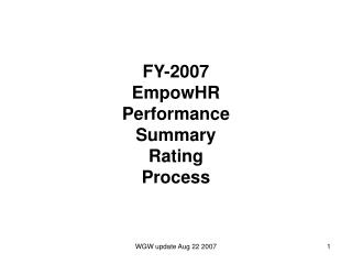 FY-2007 EmpowHR Performance Summary Rating Process