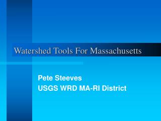 Watershed Tools For Massachusetts