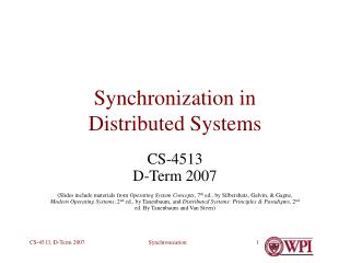 Synchronization in Distributed Systems