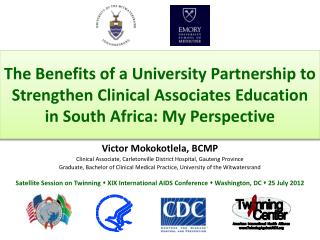 Victor Mokokotlela , BCMP Clinical Associate, Carletonville District Hospital, Gauteng Province