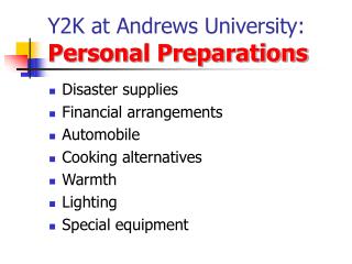 Y2K at Andrews University: Personal Preparations