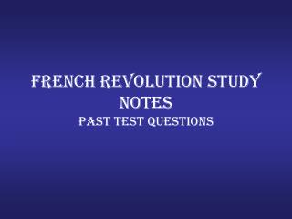 French Revolution Study Notes