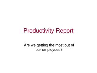 Productivity Report