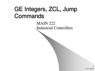 GE Integers, ZCL, Jump Commands