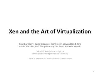 Xen and the Art of Virtualization