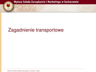 Zagadnienie transportowe