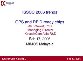 ISSCC 2006 trends GPS and RFID ready chips