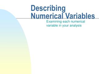 Describing Numerical Variables