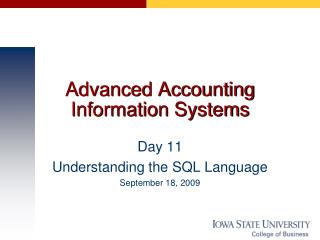 Advanced Accounting Information Systems