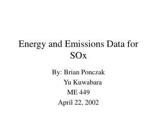 Energy and Emissions Data for SOx