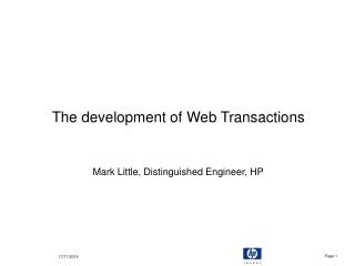 The development of Web Transactions