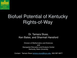 Biofuel Potential of Kentucky Rights-of-Way