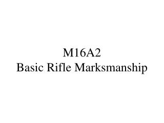M16A2 Basic Rifle Marksmanship