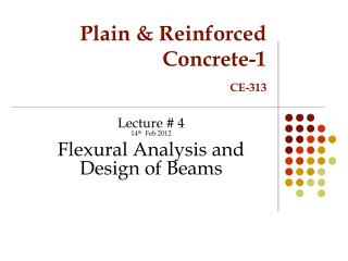 Plain &amp; Reinforced Concrete-1 CE-313