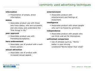 commonly used advertising techniques