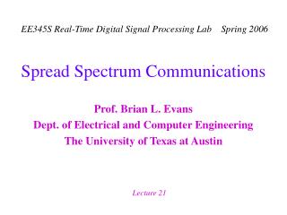 Spread Spectrum Communications