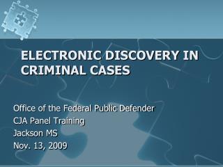 Electronic Discovery in Criminal Cases