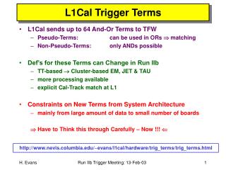 L1Cal Trigger Terms