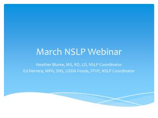 March NSLP Webinar