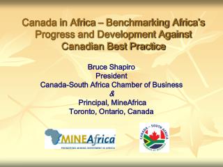 Canada in Africa – Benchmarking Africa’s Progress and Development Against Canadian Best Practice