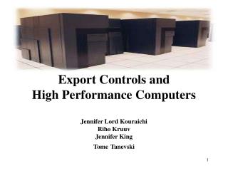 Export Controls and High Performance Computers