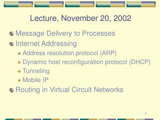 Lecture, November 20, 2002