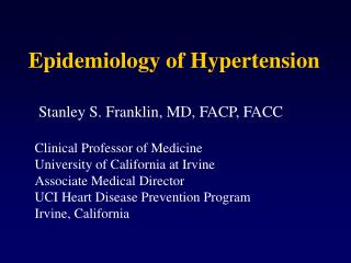 Epidemiology of Hypertension