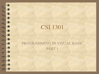 CSI 1301