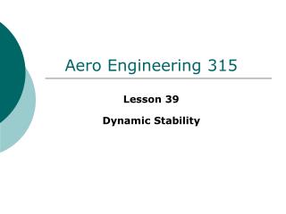 Aero Engineering 315