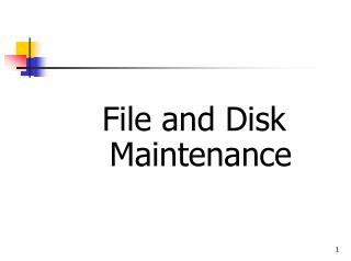 File and Disk Maintenance