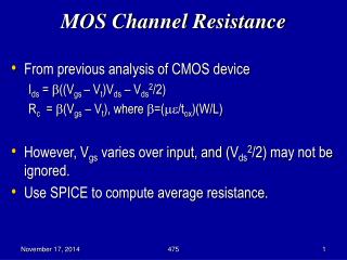 MOS Channel Resistance