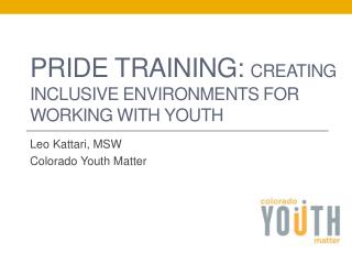 PRIDE TRAINING: Creating inclusive environments for working with youth