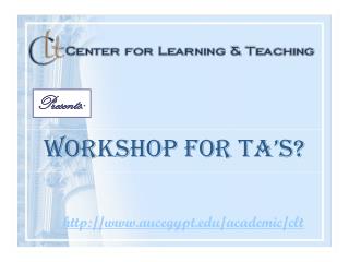 Workshop for TA’s?