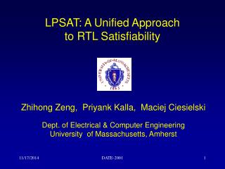 LPSAT: A Unified Approach to RTL Satisfiability