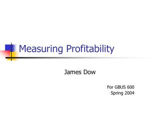 Measuring Profitability