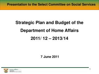 Presentation to the Select Committee on Social Services