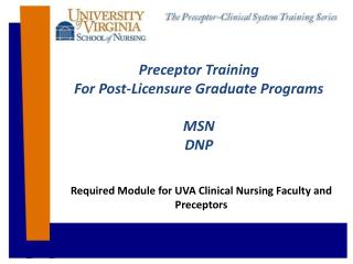 Preceptor Training For Post-Licensure Graduate Programs MSN DNP